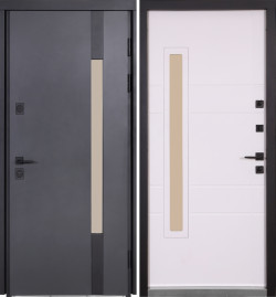 Двери Коттедж 705/431 Metalic anthracite/Уличная Белый Атласный Булат