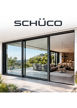 Алюмінієва підйомно-розсувна система Schüco ASE 60 з теплоізоляцією 2400*2100 мм антрацит RAL 7016