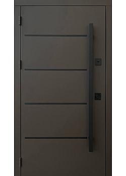 Двери Стрит Горизонт металл песок 8019 краска, декор молдинг МДФ дуб темный Vinorit 3К "Qdoors"
