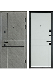 Двери Ультра (КВАДРО) МОДЕЛЬ 540/249 Срез камня/Белый матовый гладкий Булат