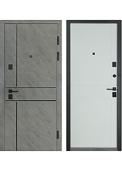 Двери Ультра (КВАДРО) МОДЕЛЬ 540/249 Срез камня/Белый матовый гладкий Булат