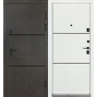 Входные Двери ТЕРМО FORTEZZA (КВАДРО) МОДЕЛЬ 536 Mamba morion/Белый Супермат Булат-0