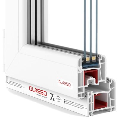 Металлопластиковые двери Glasso 7S полуторные с поворотно-откидной створкой 1200 x 2100 мм-1