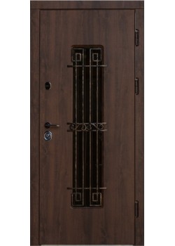 Двери Готика с Ковкою № 1  Дуб бронзовый-дуб беленый "Very Dveri"