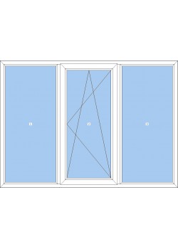Металлопластиковое окно WDS 5S трёхстворчатое с поворотно-откидной створкой 1900 x 1400 мм