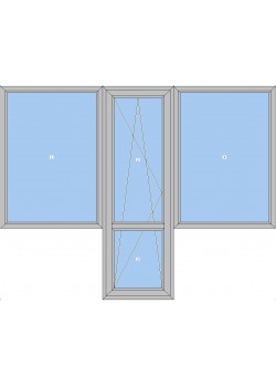 Балконный блок REHAU EURO 60 с глухим окном и поворотно-откидными дверями 2100 x 2100 мм