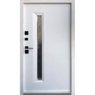 Вхідні Двері Стріт Норд метал Антрацит 7021 фарба/МДФ біле дерево Vinorit "Qdoors"-2