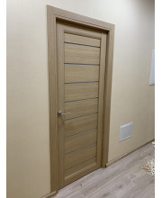 Двери Leador Doors Neapol серое дерево Черное стекло