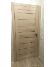 Двери Leador Doors Neapol серое дерево Черное стекло