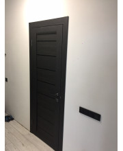 Межкомнатные Двери Leador Doors Neapol дуб саксонский Черное стекло ПВХ плёнка