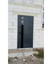 Двери Qdoors Стрит Элегант металл Антрацит 7021 краска/МДФ белое дерево Vinorit 3К