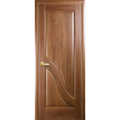 Двері Амата ПГ з гравіровкою зол. вільха Новий Стиль-0