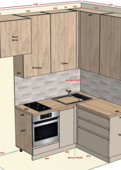 Угловая кухня на заказ Дуб Эндгрейн №387 04.03.2026