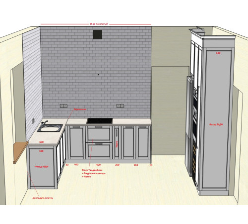 Угловая кухня на заказ крашеный МДФ RAL 9003 267
