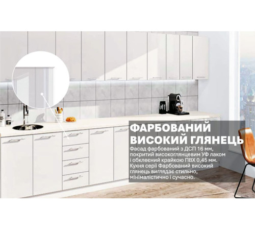 Готовая кухня Комфорт Крашеный высокий глянец 3.8 м Белый