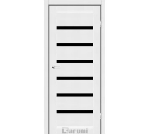 Межкомнатные Двери Darumi Doors Vela белый текстурный Черное стекло Ламинатин