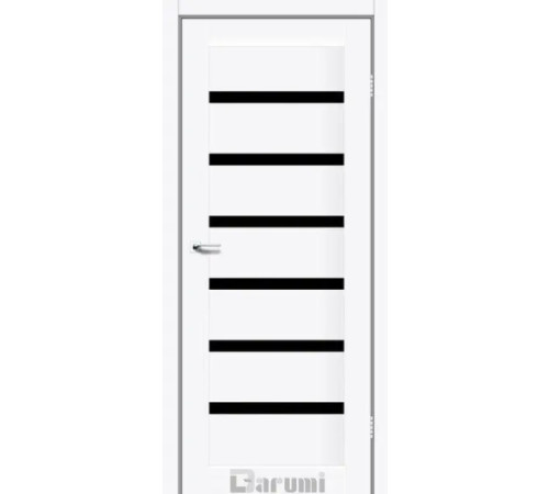Межкомнатные Двери Darumi Doors Vela белый матовый Черное стекло Ламинатин