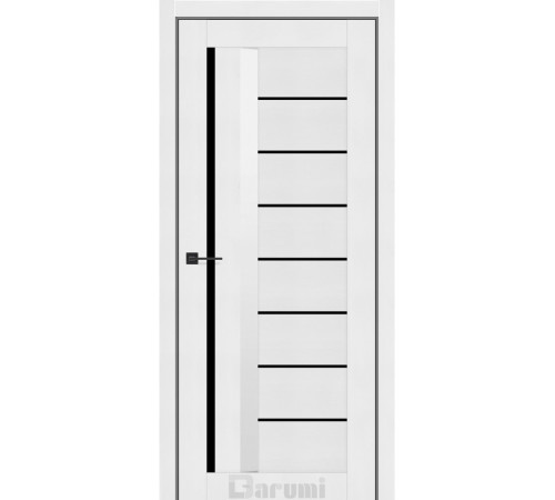 Межкомнатные Двери Darumi Doors Floriana-01 белый текстурный Черное стекло Ламинатин