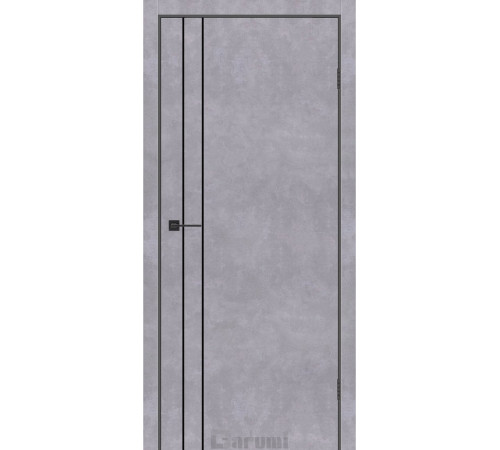 Межкомнатные Двери Darumi Doors Plato Line PTL-05 бетон серый молдинг и торцы алюминий черный Ламинатин