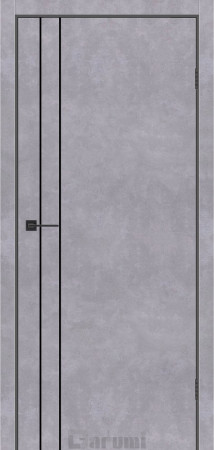 Міжкімнатні Двері Darumi Doors Plato Line PTL-05 бетон сірий молдинг і торці алюміній чорний Ламінатин
