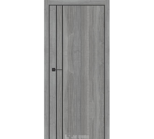 Межкомнатные Двери Darumi Doors Plato Line PTL-05 орех грей ривер молдинг и торцы алюминий черный Ламинатин