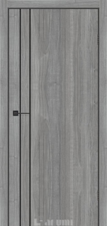 Міжкімнатні Двері Darumi Doors Plato Line PTL-05 горіх грей рівер молдинг і торці алюміній чорний Ламінатин
