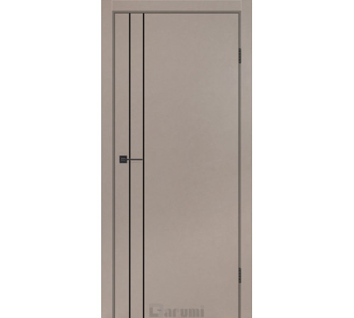Міжкімнатні Двері Darumi Doors Plato Line PTL-05 сірий краст молдинг і торці алюміній чорний Ламінатин
