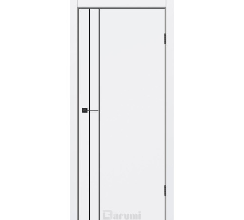 Межкомнатные Двери Darumi Doors Plato Line PTL-05 белый мат молдинг и торцы алюминий черный Ламинатин