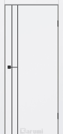 Міжкімнатні Двері Darumi Doors Plato Line PTL-05 білий мат молдинг і торці алюміній чорний Ламінатин