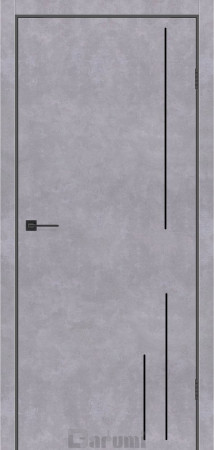 Межкомнатные Двери Darumi Doors Plato Line PTL-06 бетон серый молдинг и торцы алюминий черный Ламинатин