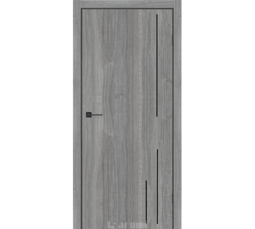Межкомнатные Двери Darumi Doors Plato Line PTL-06 орех грей ривер молдинг и торцы алюминий черный Ламинатин