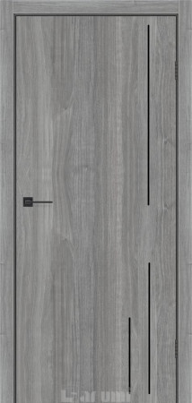 Міжкімнатні Двері Darumi Doors Plato Line PTL-06 горіх грей рівер молдинг і торці алюміній чорний Ламінатин