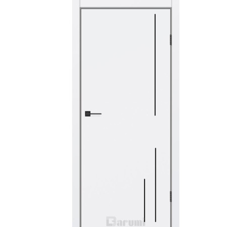 Межкомнатные Двери Darumi Doors Plato Line PTL-06 белый мат молдинг и торцы алюминий черный Ламинатин