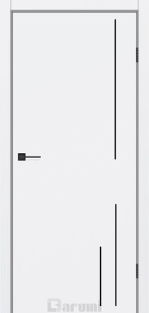 Міжкімнатні Двері Darumi Doors Plato Line PTL-06 білий мат молдинг і торці алюміній чорний Ламінатин