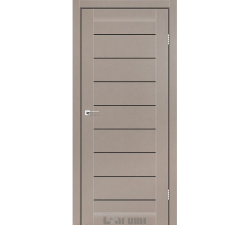 Межкомнатные Двери Darumi Doors Leona серый краст Черное стекло Ламинатин