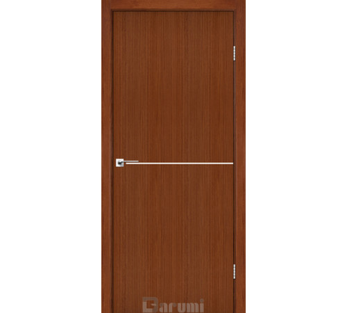 Межкомнатные Двери Darumi Doors Plato Line PTL-03 орех роял (декор с алюминия цвета никель) Ламинатин