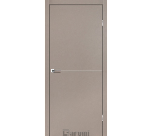 Межкомнатные Двери Darumi Doors Plato Line PTL-03 серый краст (декор с алюминия цвета никель) Ламинатин
