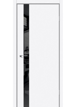 Двері Darumi Doors Plato Line PTL-04 білий матовий Чорне скло