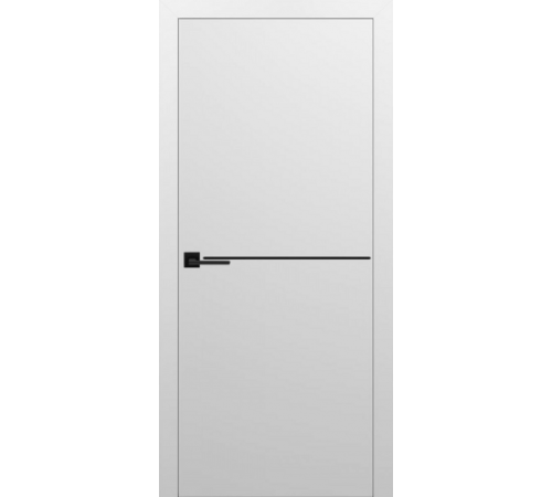 Межкомнатные Двери Darumi Doors Plato Line PTL-03 белый матовый (декор с алюминия черного цвета) Ламинатин