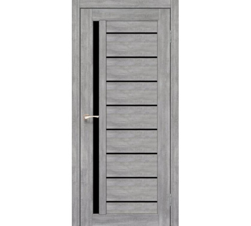 Межкомнатные Двери Korfad Venecia Deluxe VND-02 Эш-вайт Черное стекло ПВХ плёнка