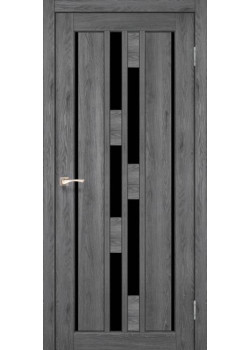Двері Korfad Venecia Deluxe VND-05 дуб марсала Чорне скло