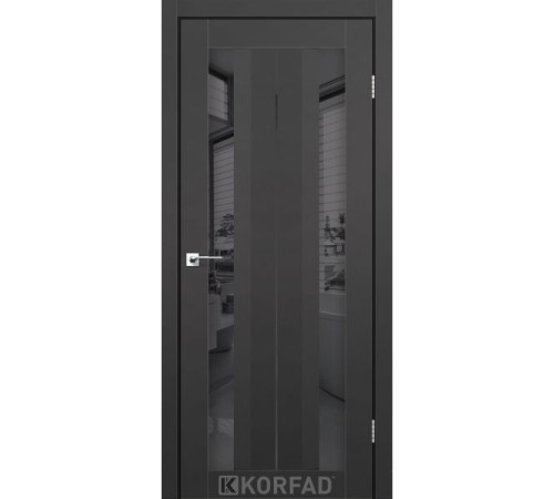 Межкомнатные Двери Korfad Aliano AL-01 Super PET Двухсторонее графит зеркало ПВХ плёнка