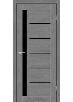 Двері Leador Doors Bariano кедр сірий Чорне скло