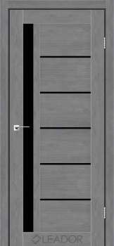 Двери Leador Doors Bariano кедр серый Черное стекло