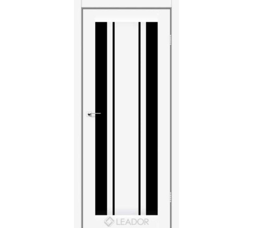 Межкомнатные Двери Leador Doors Colico белый матовый Черное стекло ПВХ плёнка
