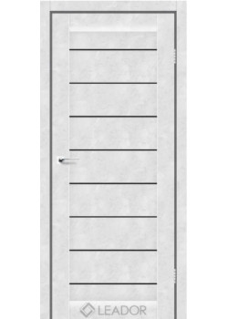 Двері Leador Doors Neapol білий бетон Чорне скло