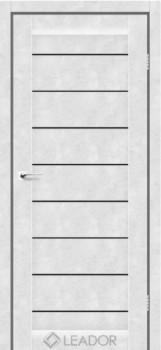 Двери Leador Doors Neapol белый бетон Черное стекло