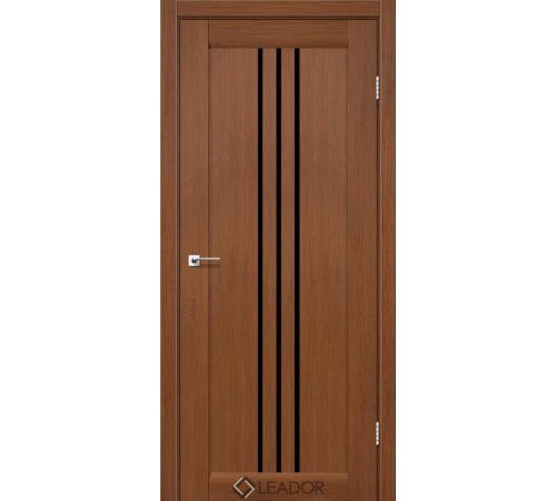 Межкомнатные Двери Leador Doors Verona браун Черное стекло ПВХ плёнка