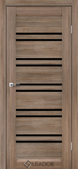 Двери Leador Doors Sicilia серое дерево Черное стекло