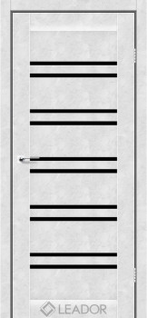 Двери Leador Doors Sicilia белый бетон Черное стекло